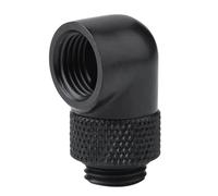 plplaaoo Water Cooling Fitting, Sturdy Brass Tube Fitting 90 Degree Angle Rotary G1/4 Thread Elbow Tube Fitting Connector Chrome Plated Brass for PC Water Cooling System Hose Connector (Black)