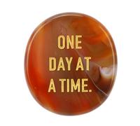 plplaaoo Worry Stone One Day At A Time Inspirational Enhance Confidence Give Power Thumb Stone for Anxiety (Red Agate)