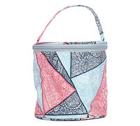 plplaaoo Yarn Bag Knitting Storage Organizer Tote for Crochet Accessories Ingenious Structure Circular Bucket Design Oxford Cloth Household Travel Family Use (Blue Geometry)