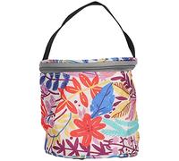 plplaaoo Yarn Bag Knitting Storage Organizer Tote for Crochet Accessories Ingenious Structure Circular Bucket Design Oxford Cloth Household Travel Family Use (Orange Leaves)