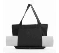 plplaaoo Yoga Mat Storage Bag Canvas Yoga Mat Carrier Pilates Mat Shoulder Bag Lightweight Durable Washable Foldable for Yoga Gym Workout Travel Gray Khaki Apricot Green Black 47x35x10 5cm (Black)