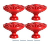 plplaaoo Zinc Alloy Door Handle Knobs Modern Minimalist Round Pull Handles for Wardrobe Kitchen Cupboard Cabinet Furniture Durable Smooth 4 Sets 3.2 x 3.2 x 2.3cm (388 red)