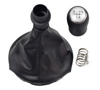 PLQAWRBT Gear Shift Knob Compatible with VW Transporter Multivan Caravelle | Gearshift Boot Leather Cover Compatible with VW T5 2003-2010(Silver,5 Speed)