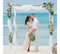 PLQWMR Chiffon Sheer Curtains 29 x 18 ft - Wedding Draping Fabric for Ceremony Arches, Outdoor Garden Weddings, Bridal Setup, Party Decorations