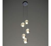 PLQWUJD Chandelier 5 Heads Crystal Ball Light G4 Led Drop Height Adjustable Hanging Lamp Ceiling Lighting for Living Room Spiral Staircase Hall Decoration Lights Not Easy to Deform/Cold White(3