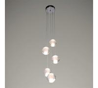 PLQWUJD Chandelier 5 Heads Crystal Ball Light G4 Led Drop Height Adjustable Hanging Lamp Ceiling Lighting for Living Room Spiral Staircase Hall Decoration Lights Not Easy to Deform/Cold White(Co