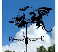 PLQWUJD Retro wind vane-Magic Broom Witch Weather Vane Rooftop Standing Wrought Iron s Cottage Weathercock for Outdoors Decor Yard Shed Home Fence (J)
