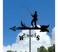 PLQWUJD Retro wind vane-Magic Broom Witch Weather Vane Rooftop Standing Wrought Iron s Cottage Weathercock for Outdoors Decor Yard Shed Home Fence (L)