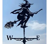 PLQWUJD Retro wind vane-Magic Broom Witch Weather Vane Rooftop Standing Wrought Iron s Cottage Weathercock for Outdoors Decor Yard Shed Home Fence (Witch)