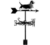 PLQWUJD Retro wind vane-Metal Eagle Silhouette Weather Vane Rooftop Weathervane Black Rust-Proof Wind Direction Indicator for Garden Decor Fence Cottage Farmhouse Roof (Dog A)