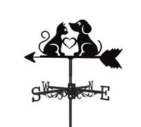 PLQWUJD Retro wind vane-Metal Weather Vane Cat and Dog Rooftop Weathervane Rust-Proof Wind Direction Indicator for Garden Lawn Decor Fence Cottage Farmhouse Roof (A)