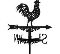 PLQWUJD Retro wind vane-Wrought Iron Weather Vane Chicken Series Rooftop Weathervane Black Rust-Proof Wind Direction Indicator for Garden Decor Fence Cottage Farmhouse Roof (Rooster A)