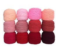 PLQWUJD Soft Crochet Yarn Red Pink Series Tufted Yarn in 12 Colors,8ply Crochet Yarn for Hand Knitting Sweater Scarf,Rug Making Punch Needle Acrylic Yarn,100g/200g Poke Embroidery Sewing Thread