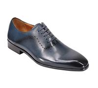 PLS-4026-VEAU-BLUE Mens Genuine Calf Leather Whole-Cut Shoes in Blue Size 10UK