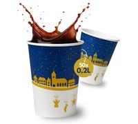 PLS GROUP Paper Cups 200 ml Mulled Wine Cups Cardboard Mulled Wine Cups Disposable Cups 0.2 L Winter Dream Drinking Cup for Coffee to Go Mulled Wine Christmas Hot Drink Cups (150 Cups)