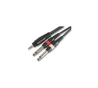 PULSE PLS00140 3.5 mm Stereo Jack to 2x 6.35 mm (1/4 Inches) Mono Jack Plug to Plug Lead, 1.2m, Black