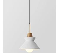 PLSDH Industrial White Pendant Light Fixture,E27,Modern Metal Lampshade,Japanese Style Cement Ceiling Light Cover,Minimalist Wood Hanging Light,For Kitchen Island,Bedroom,hallway,entry