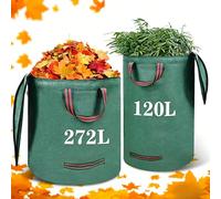 Plstod 2PCS Garden Sacks - 120L & 272L Large Garden Waste Bags, Heavy Duty Garden Waste Bags with Handles, Heavy Duty with Handles, Reusable Garden Sacks Waterproof for for Leaf, Trash, Debris