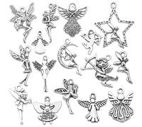 Plstod Angel Charms for Craft, 64 Pieces Angel Charms for Craft Bracelet, Angel Charms Pendant Set, Guardian Angel Key Chain, Thank You Pendant for DIY Earrings, Necklace, Jewellery, Craft Accessories