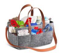 Plstod Felt Shopping Basket, 16L Felt Bags, Shopping Bag with Compartments, Foldable Felt Bags, Shopper with Shoulder Strap and Lanyard, for Shopping, Picnic, Outdoor Trips, 38 x 23 x 18 cm