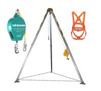 PLSZLL Telescopic rescue tripod, aluminum alloy fire rescue tripod with pulley carabiner fall protection safety belt, confined space tripod suitable for sewage tunnels, 1200IBS