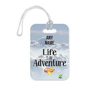 PLT211 Personalised Name Life is an Adventure Novelty Funny Unique Designer Gift Glossy Plastic Suitcase Luggage Tag