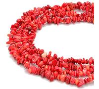 PLTbeads 5-8mm Natral Red Coral Chips Healing Gemstone Waist Bracelets Necklace Kit Irregular Stone DIY Crafts Design Jewelry Making 1 Strand per Bag Approxi 33 inch