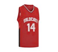 Pltoquk Mens Basketball Jersey Wildcats High School Shirt 14 Troy Bolton Jersey 8 Chad Danforth Basketball Jersey Red/White S-3XL, Red #14, L