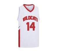 Pltoquk Mens Basketball Jersey Wildcats High School Shirt 14 Troy Bolton Jersey 8 Chad Danforth Basketball Jersey Red/White S-3XL, White #14, L