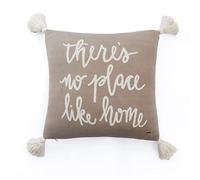 Pluchi There's No Place Like Home Cotton Knitted Decorative Cushion Cover in Stone Color (45 CM X 45 CM)