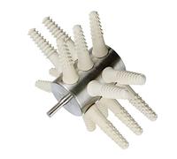 PluckerUkraine Chicken Plucker Drill Attachment 100-15 Medium - Stainless Steel Poultry Feather Remover 15 Fingers (Broiler Duck) with Best Chicken Plucker Fingers (White)