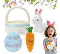 Plüsch-Easter Basket Boy, Easter Basket for Easter, Stuffed Stuffed Stuffers, 4x Pre-Filled with Animal Fillers, Transport Bags, Carrots, Eggs, Gift for Little Ones, g