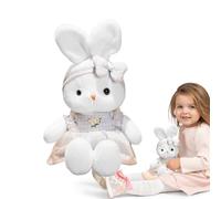 Plüschhase - Stofftier | 16 Zoll großes ultraweiches Kaninchenplüschtier im Rock | Süßes Kaninchen Plüschtier Kleines weißes | Kuschelhase, realistisches Plüschkissen, Begleiter zum Geburtstag