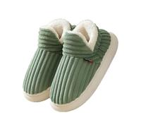 Pluffibrand Slippers For Women, Puffy Fuzzy Plush Warm Cloud Indoor Slippers Thick Sole Cozy Plush Ankle Booties(Green,9)