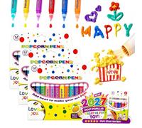 pluffy 6/12 Colors Magic Popcorn Pen, DIY Bubble Popcorn Drawing Pens, 3D Puffy Embellish Decorate Graffiti Stationery for Greeting Birthday Cards Kids Christmas (12-color-3pcs)