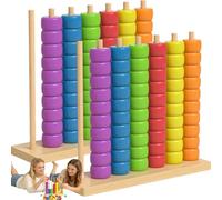 pluffy Colour Stack Game, Color Matching Stacking Puzzle Game Fast Pattern Challenge Ring Stack Puzzle for 2 Players Stack Solve Set with Racks, Rings & Cards (B 2pcs)