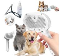 Plufura Dog Brush, Pet Steam Brush for Dog & Cat, 3-in-1 Spray Hair Removal Comb,Tangle-Free Grooming Brushs for Long/Short Haired Pets,Plufura - Ultimate Care with Gentle Mist Power (A-Wash Liquid)