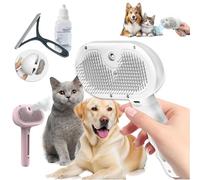 Plufura Dog Brush, Pet Steam Brush for Dog & Cat, 3-in-1 Spray Hair Removal Comb,Tangle-Free Grooming Brushs for Long/Short Haired Pets,Plufura - Ultimate Care with Gentle Mist Power (B-Wash Liquid)