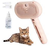 Plufura Dog Brush, Plu Fura Cat Pet 3 in 1 Spray Hair Removal Comb, Steam for Shedding & Grooming with Mist Spray & Hair Release Button for Long/Short Haired Pets (Pink)