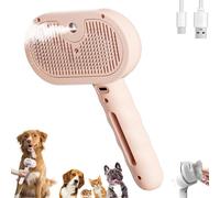 Plufura Dog Brush, Plufura 3 in 1 Spray Hair Removal Comb, Steam Grooming Brushes, With Water Tank And Release Button, for Shedding Matted Hair,for Dog & Cat (Pink)