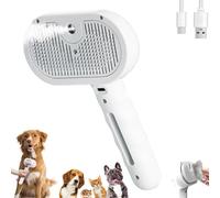 Plufura Dog Brush, Plufura 3 in 1 Spray Hair Removal Comb, Steam Grooming Brushes, With Water Tank And Release Button, for Shedding Matted Hair,for Dog & Cat (White)
