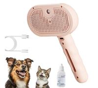 Plufura Dog Brush, Plufura Dog Steam Brush, 3 in 1 Spray Hair Removal Comb, Portable & Long Lasting Water Brushs for Long & Short Haired Pets (Pink)