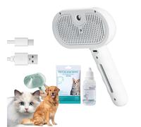 Plufura Dog Brush,Plufura Pet Steam Brush for Dog& Cat, 3-in-1 Spray Hair Removal Comb, Steam for Shedding & Grooming,Self Cleaning for Long & Short Haired Pets (White)
