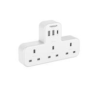 Plug Adapter, TESSAN Plug Extension Socket with 3 USB, 3 Way UK Multi Outlets Extender, Wall Charger for School Home, Kitchen, Office, School Supplies