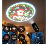 Plug and Play HD Christmas Projector, Holiday Projector Indoor，6pcs | USB Festive Scene Light, 360° Rotating Night Light for Bedroom Party Car Decor, Ideal Xmas Gift for Kids & Aldult