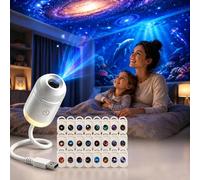 Plug And Play Hd Star Projector, 360° Mini Ocean Galaxy Projector, Ceiling Holographic Night Light With 3/6/12/24 Projection Films For Bedroom Car Roof(With 24 Films)