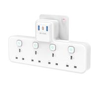 Plug Extension Socket with PD20W USB C Slot, 4 Way Multi Plug Adapter with Independent Switches 3 USB, PASSUS 13A 3250W UK Wall Adaptor Surge Protector for Home, Office, Kitchen, White