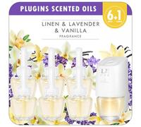 Plug In Air Fresheners Refills 6 Pack, Plug in Diffuser Refill Scent, Long lasting Fragrance, Compatible with Air Wick, Glade Plugin, 3 Fragrance Lavender, Linen, Vanilla
