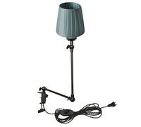 Plug-in Clip-on Desk 1-Light Nightstand with Flexible Arm, Green Drum Fabric Lampshade, 8.2FT Plug in Cord, Decorative Clamp Lamp for Office Home Bookshelf Bedside