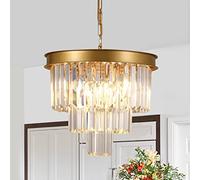 Plug-in Crystal Pendant Light,Gold Chandeliers 12u201d/30cm Boutique Decorat Ceiling Pendant Light Fixture for Dining Room Small Ceiling Hanging Lamp for Bedroom Kitchen Island Entr